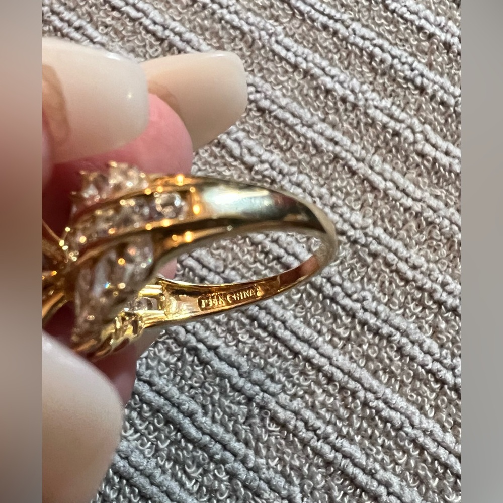 Diamonique Gold Marquise Cut Ring with Art Deco Elegance - Picture 6 of 15